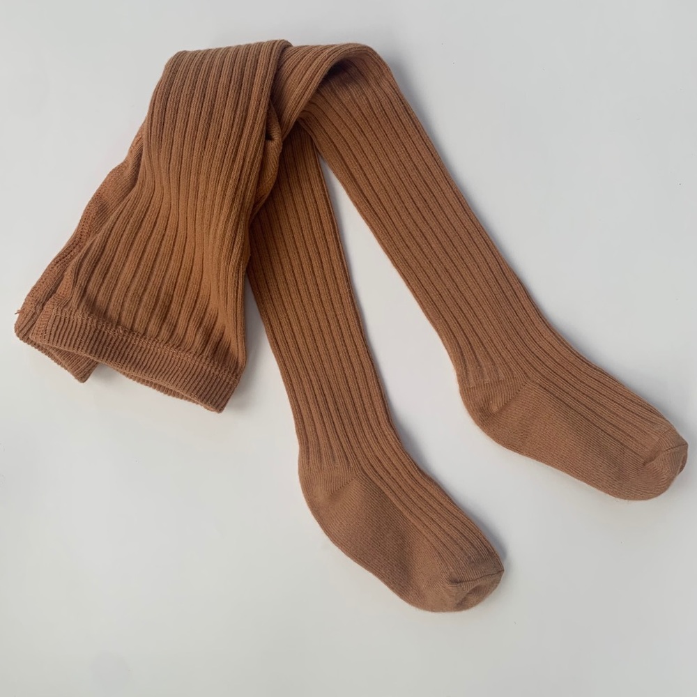 Rylee + Cru Ribbed Bronze Tights NWT